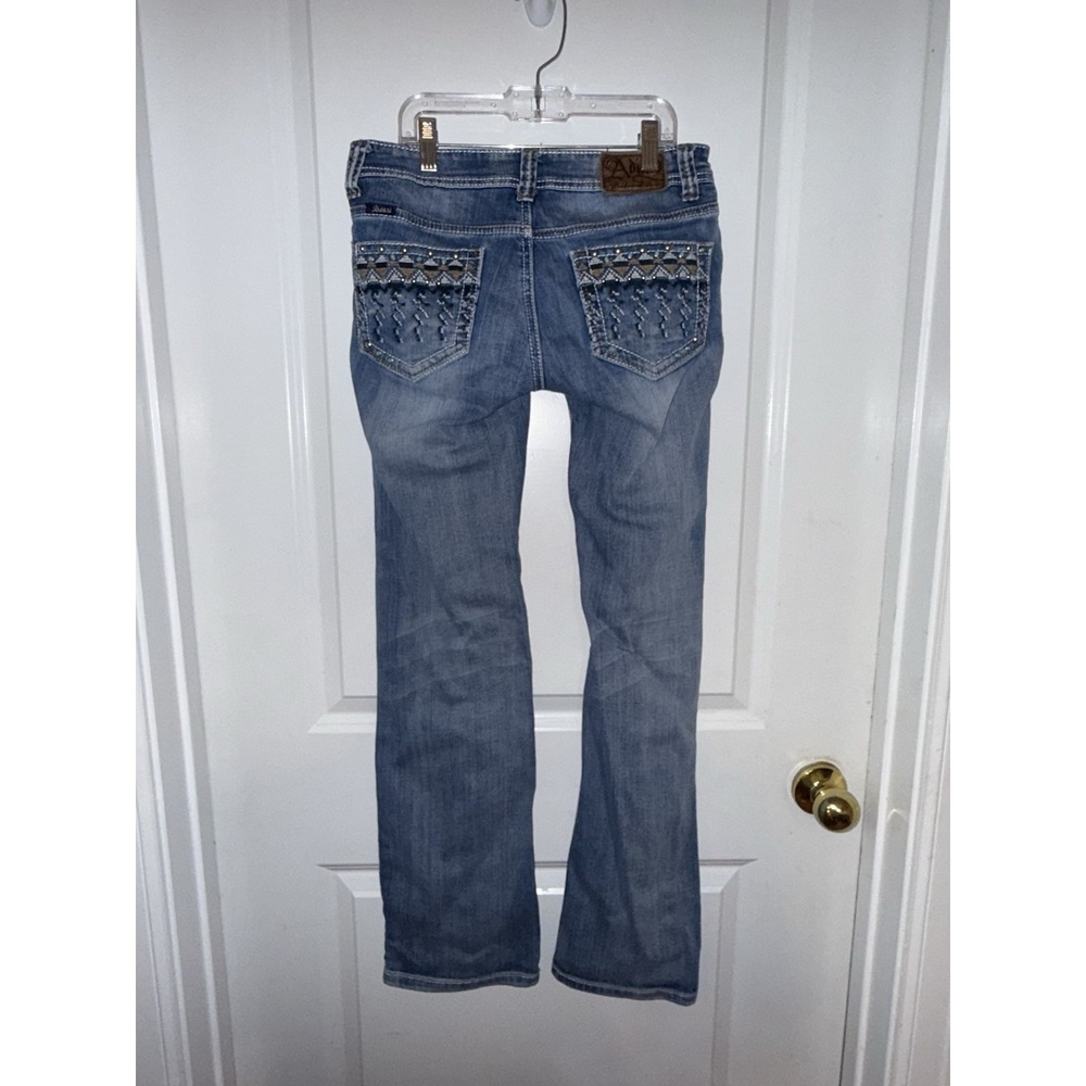 Adikt'd Women's Bootcut Jeans Size 0/W26 Embroidered Pockets Turquoise Western - Picture 2 of 8